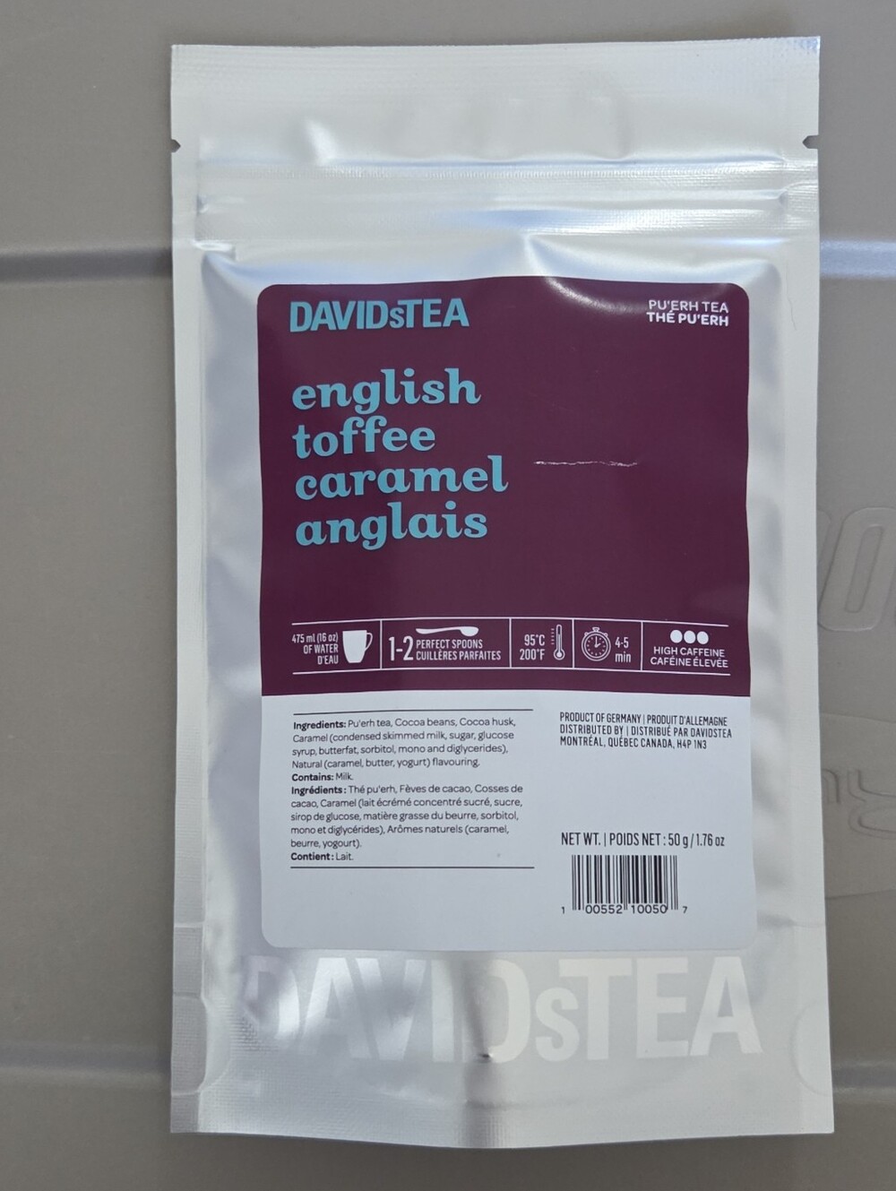 2/$20 New! Sealed! Davidstea ENGLISH TOFFEE Loose Leaf Tea 50g Dacids Tea